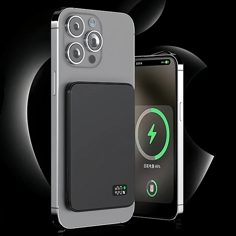 Ultra-Thin MagSafe Power Bank – Fast Wireless Charging LED Display