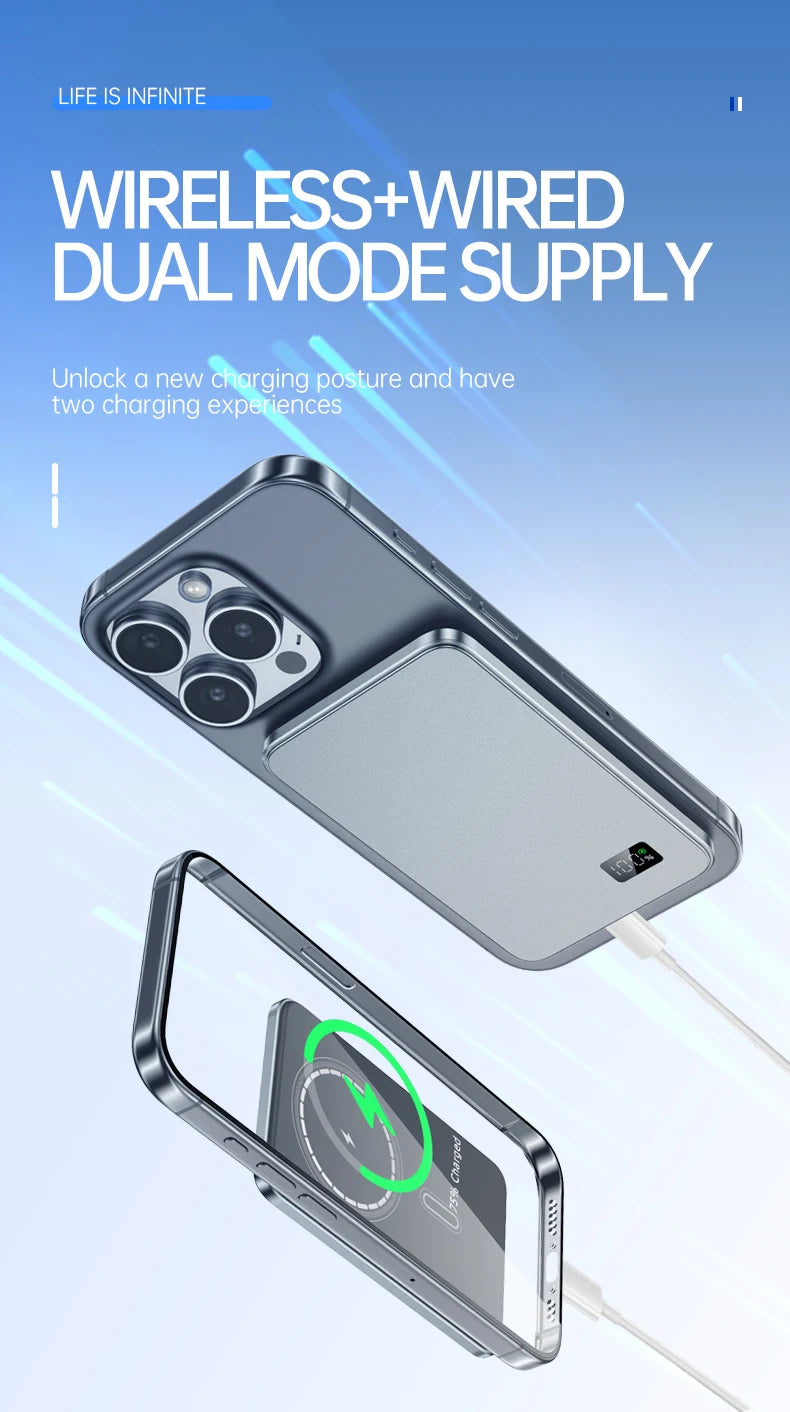 Ultra-Thin MagSafe Power Bank – Fast Wireless Charging LED Display