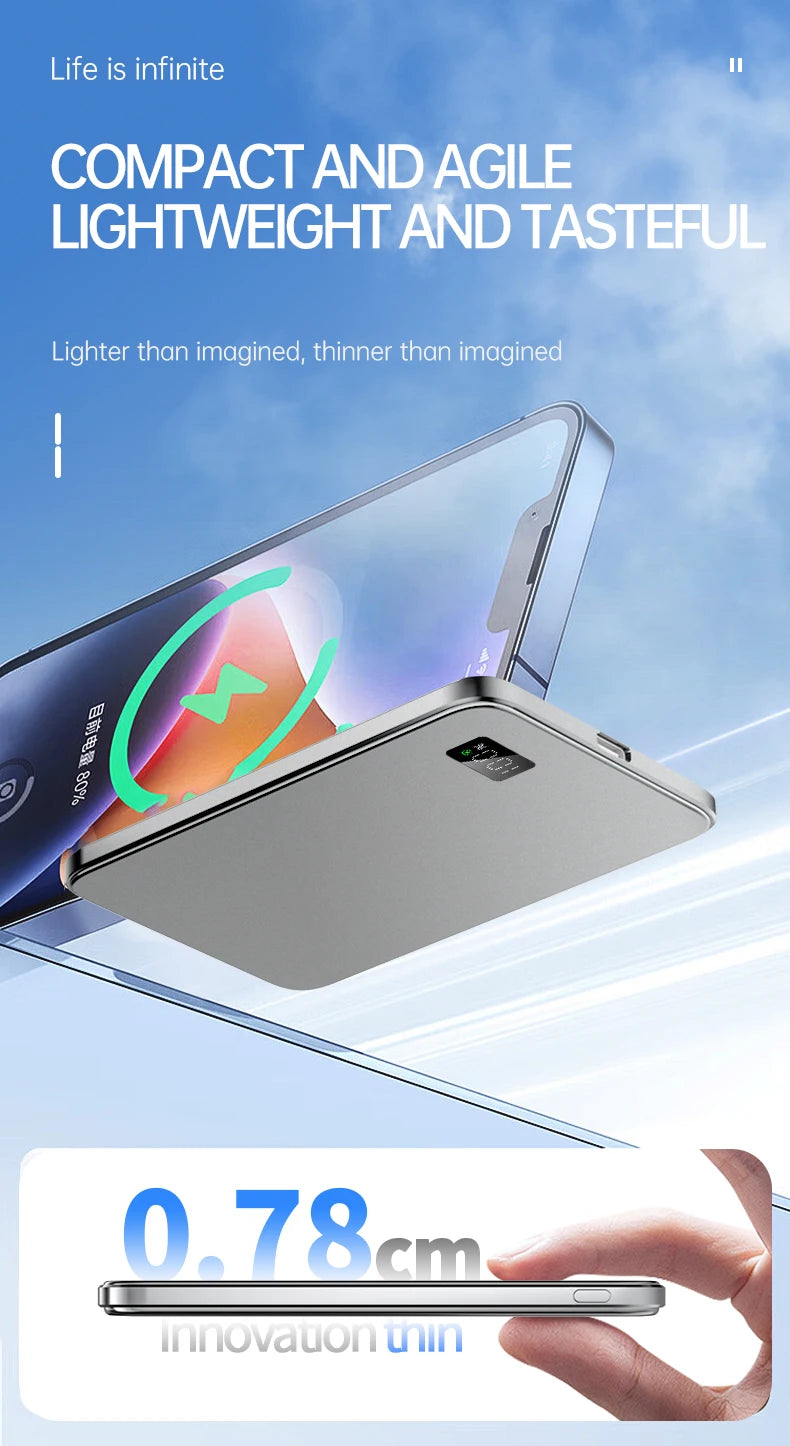 Ultra-Thin MagSafe Power Bank – Fast Wireless Charging LED Display
