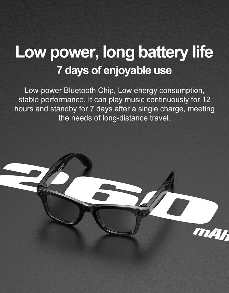 AI Smart Glasses with Camera – Bluetooth Music & Call, IP65 Waterproof