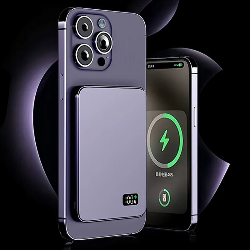 Ultra-Thin MagSafe Power Bank – Fast Wireless Charging LED Display