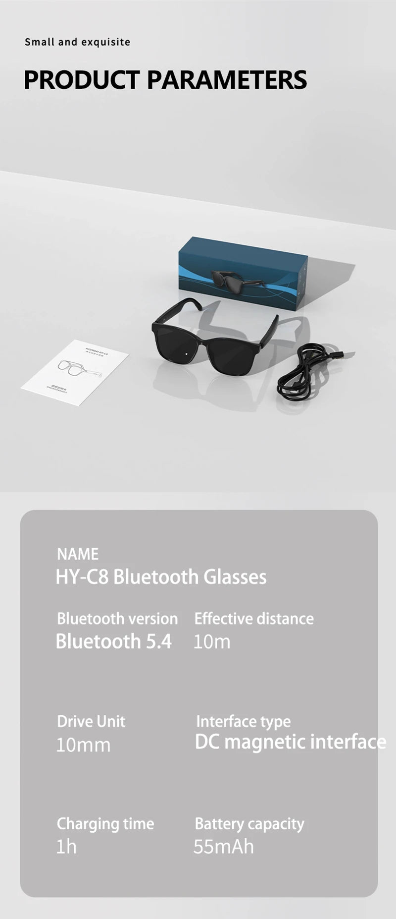 Xiaomi HY-C8 AI Smart Glasses Intelligent Translation Wireless Bluetooth Glasses Real-time Simultaneous Interpretation Headset