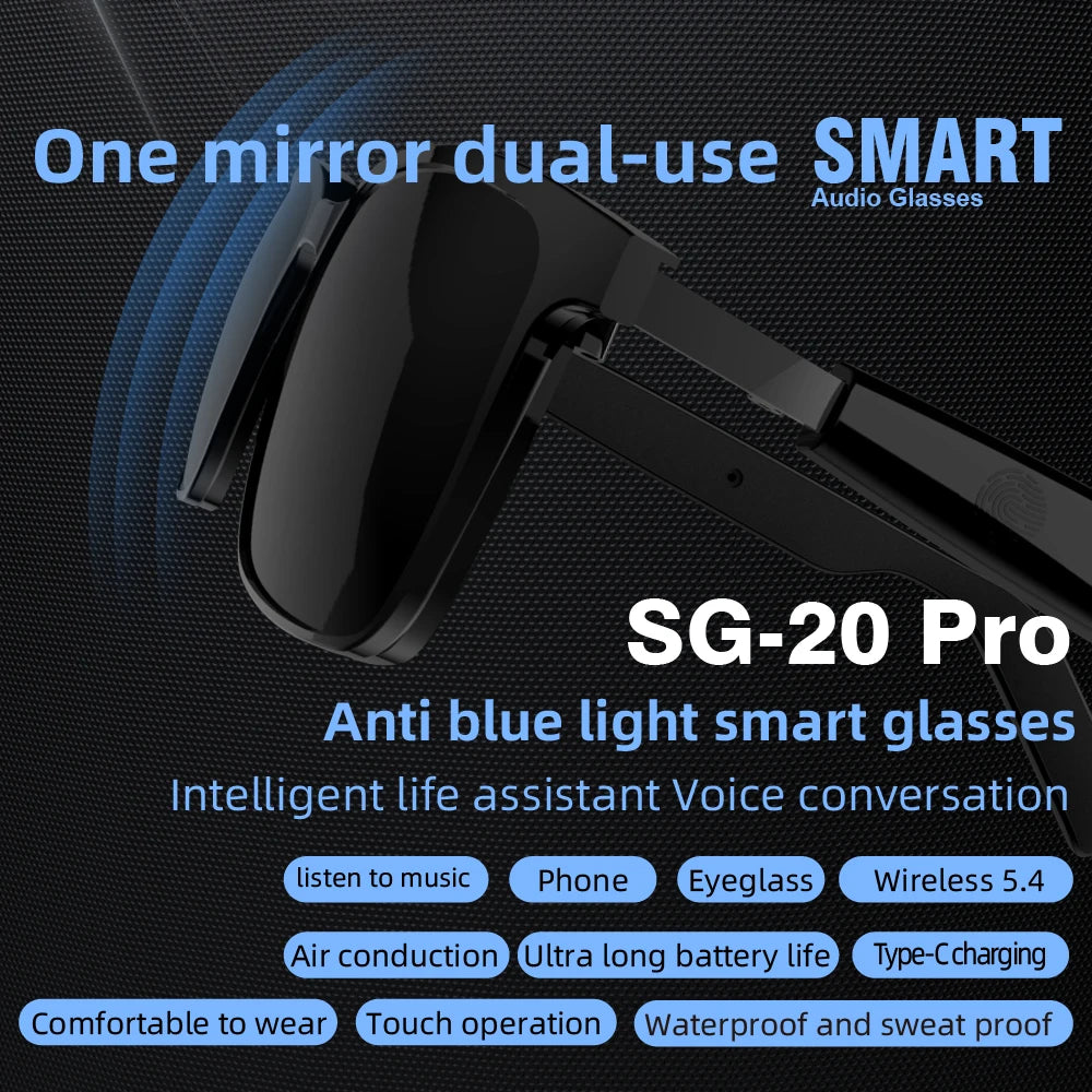 SG-20 Pro TWS Smart Bluetooth Glasses – Convertible Sunglasses with Wireless Audio