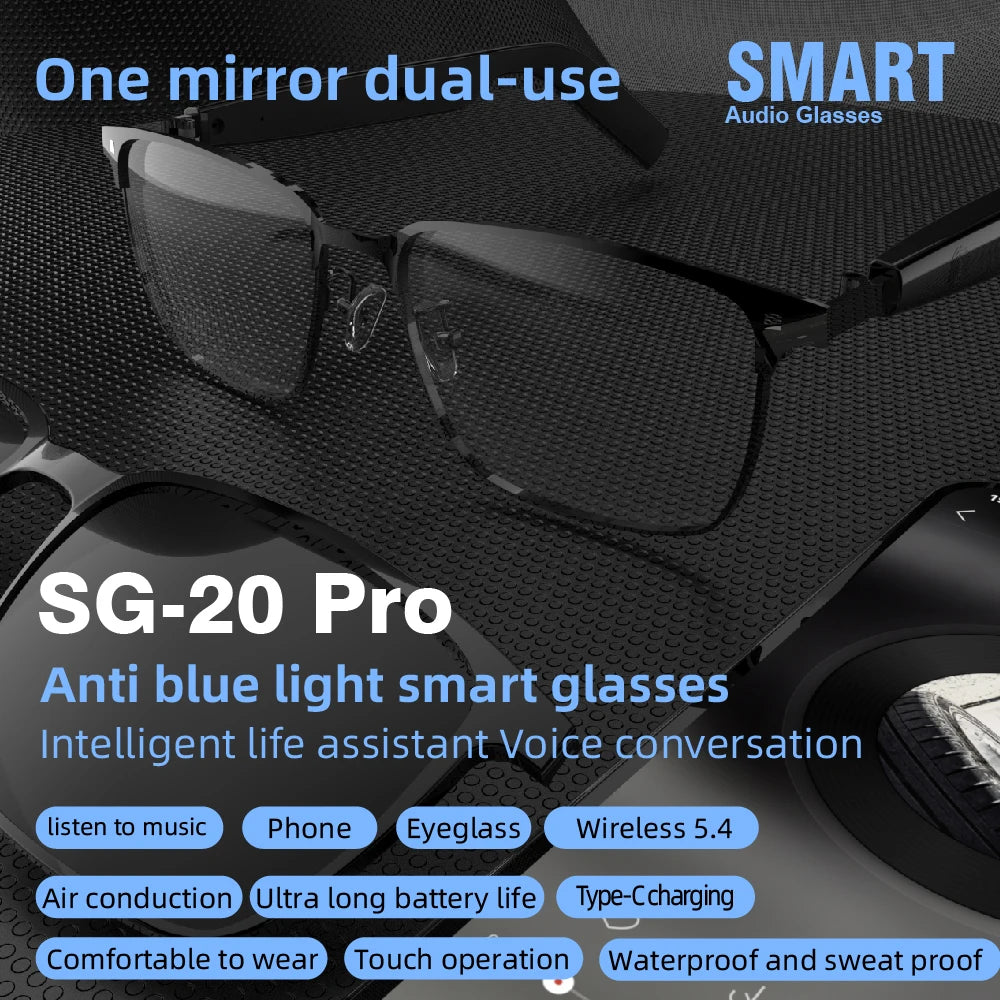 SG-20 Pro TWS Smart Bluetooth Glasses – Convertible Sunglasses with Wireless Audio
