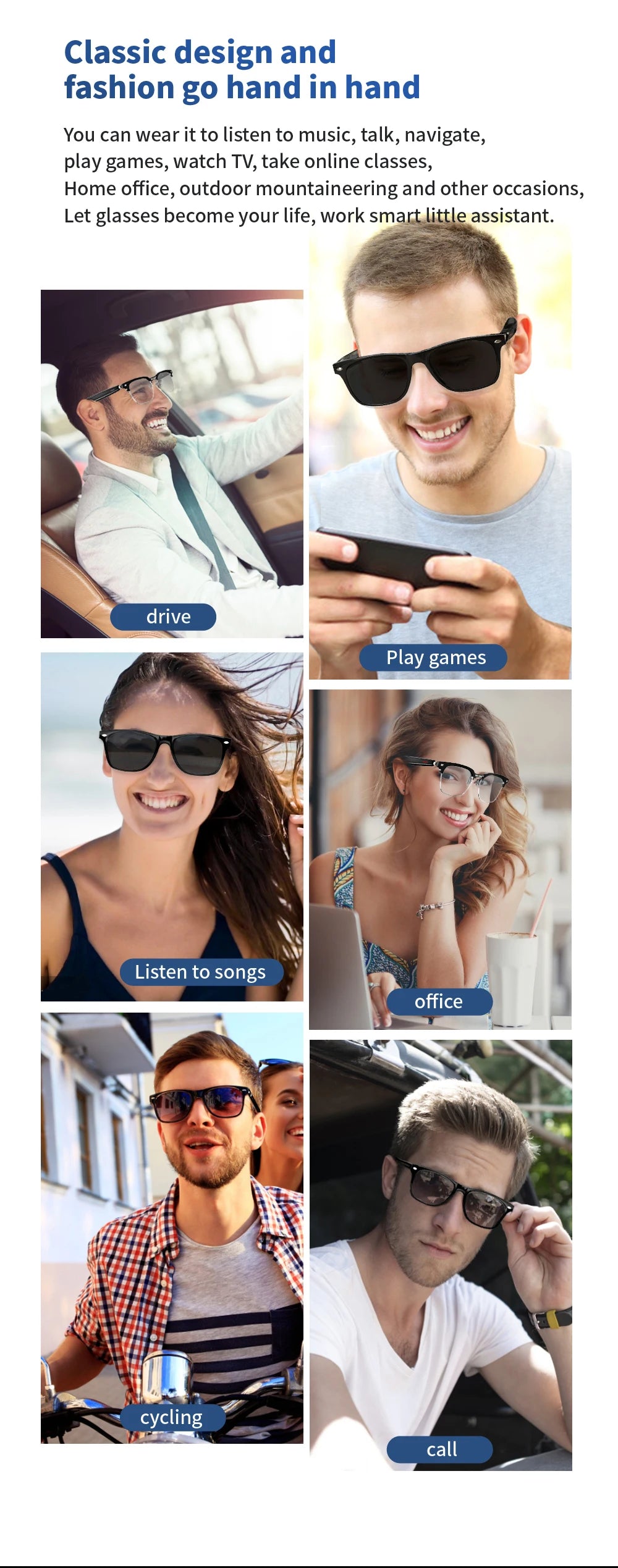 AI Smart Translation Glasses – Polarized Bluetooth Driving Sunglasses