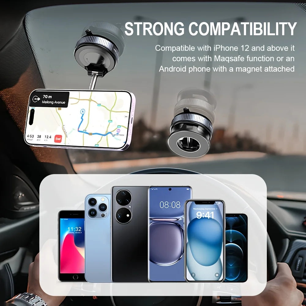 K007 Foldable 360° Magnetic Car Phone Holder – Strong Vacuum Mount for All Surfaces