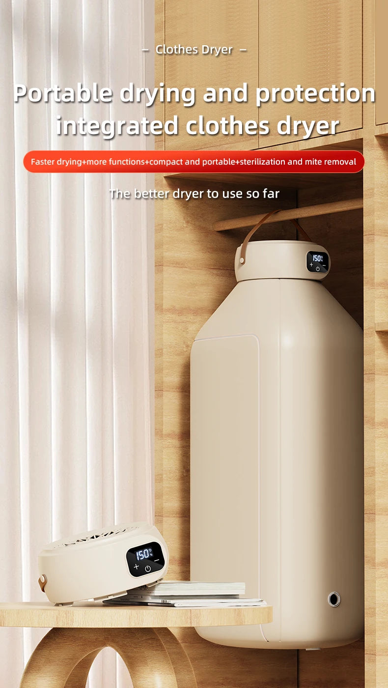 Portable Foldable Electric Mini Dryer – Fast, Low-Noise Clothing Care