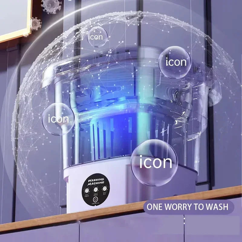 Portable 8L Mini Foldable Washing Machine – Lightweight Spin Dryer for Socks & Underwear