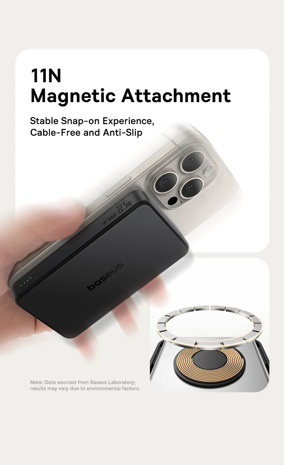 Baseus Qi2 10000mAh Magnetic Power Bank – 15W Wireless & 22.5W Wired Charging