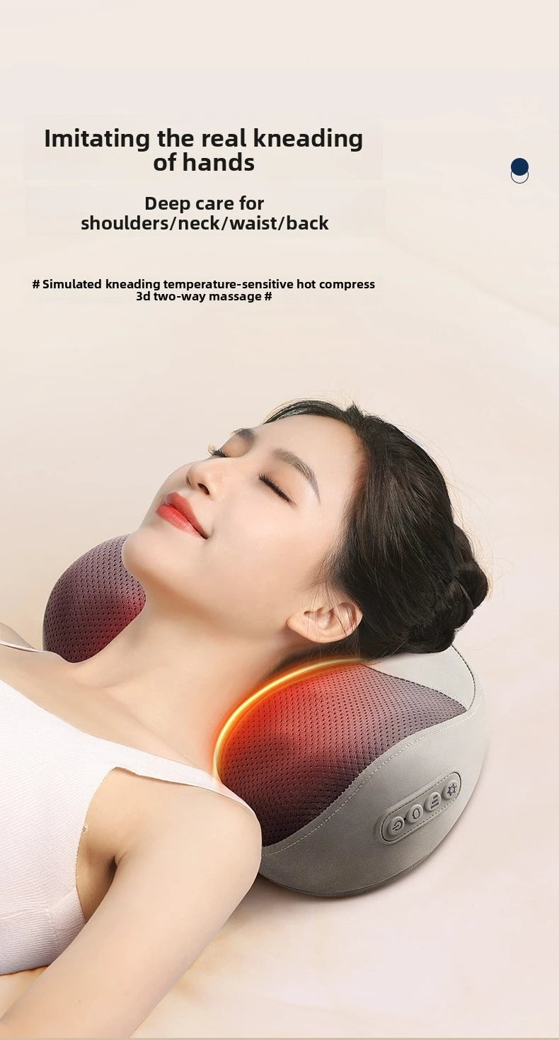 Cervical Massage Bed Pillow Electric Shiatsu Neck Shoulder Relaxation 3D Deep Tissue Kneading Waist Legs Ideal For Home Office