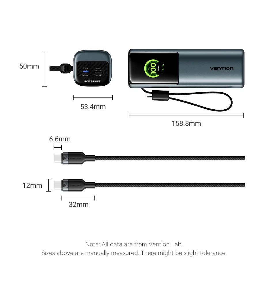 Vention 140W 27000mAh Power Bank – PD 100W for MacBook & Laptops