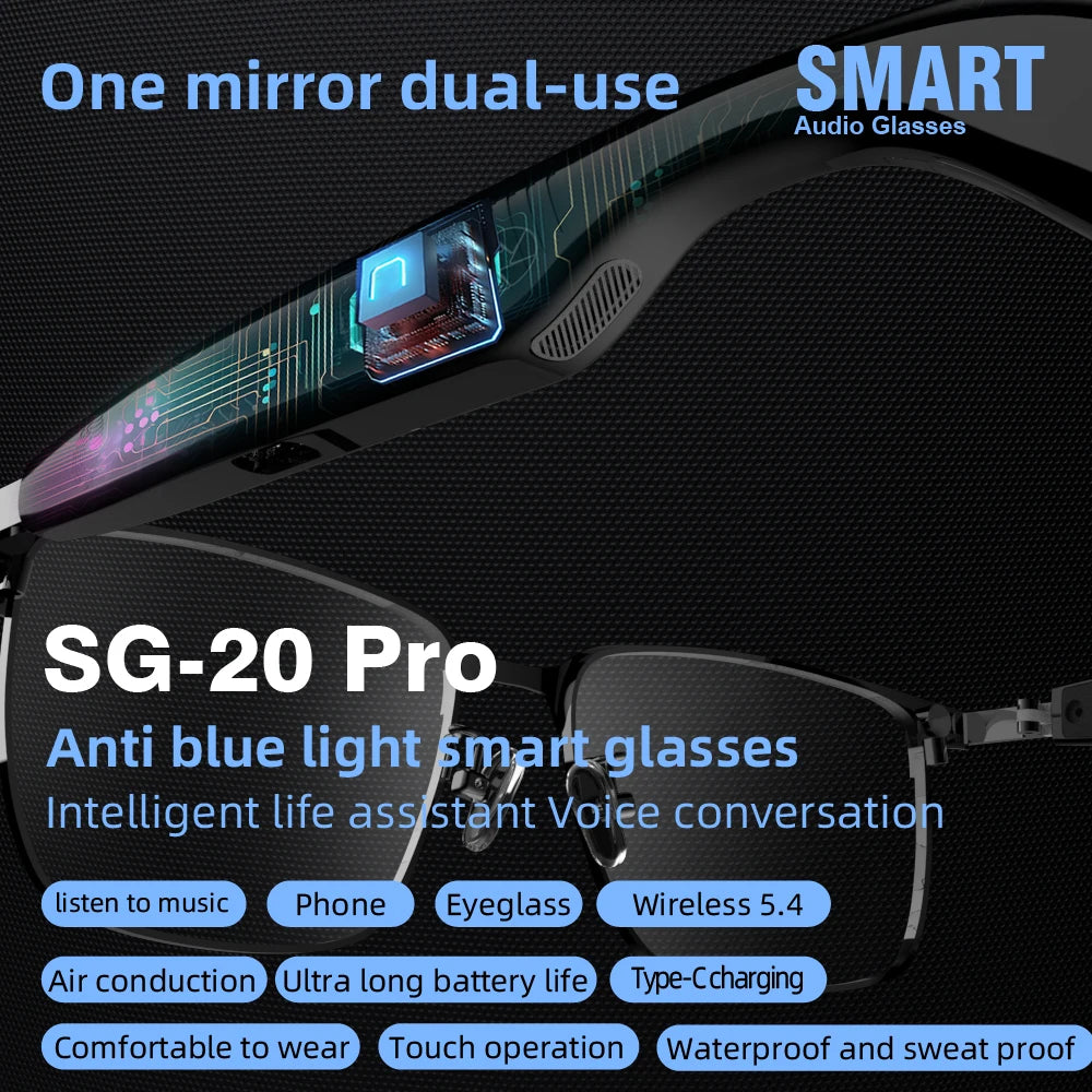 SG-20 Pro TWS Smart Bluetooth Glasses – Convertible Sunglasses with Wireless Audio
