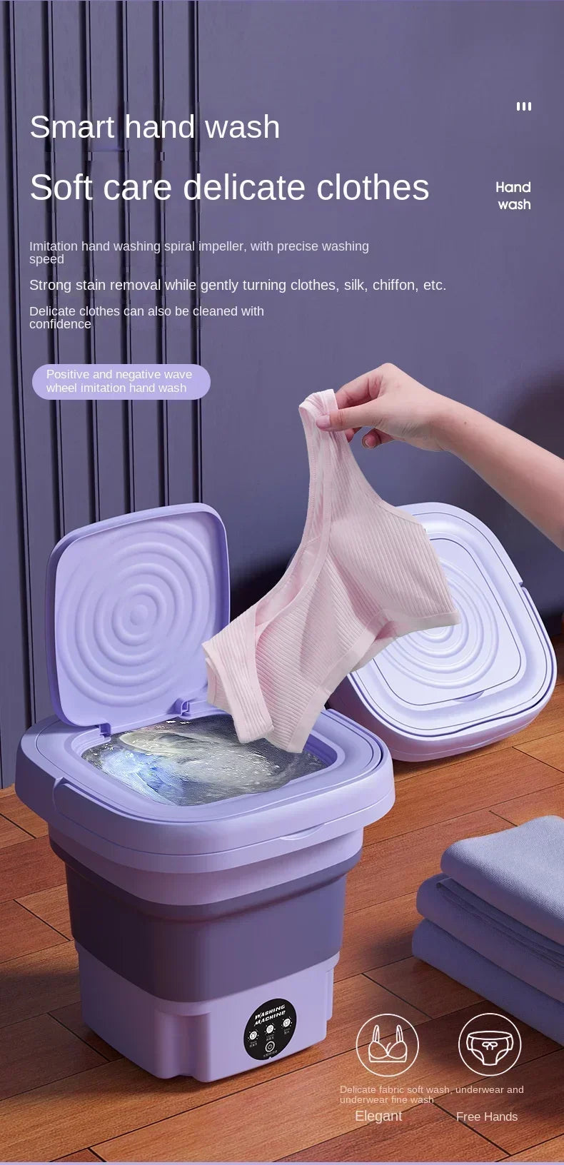Portable 8L Mini Foldable Washing Machine – Lightweight Spin Dryer for Socks & Underwear