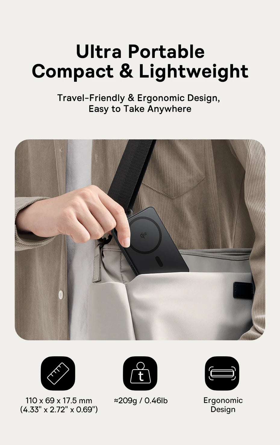 Baseus Qi2 10000mAh Magnetic Power Bank – 15W Wireless & 22.5W Wired Charging