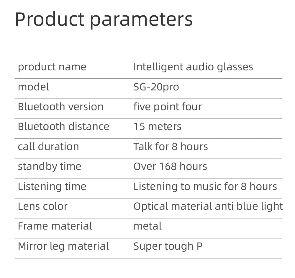 SG-20 Pro TWS Smart Bluetooth Glasses – Convertible Sunglasses with Wireless Audio