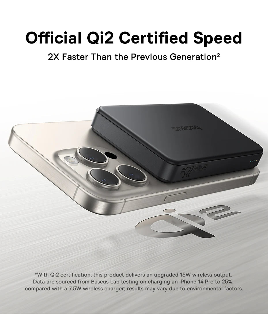 Baseus Qi2 10000mAh Magnetic Power Bank – 15W Wireless & 22.5W Wired Charging