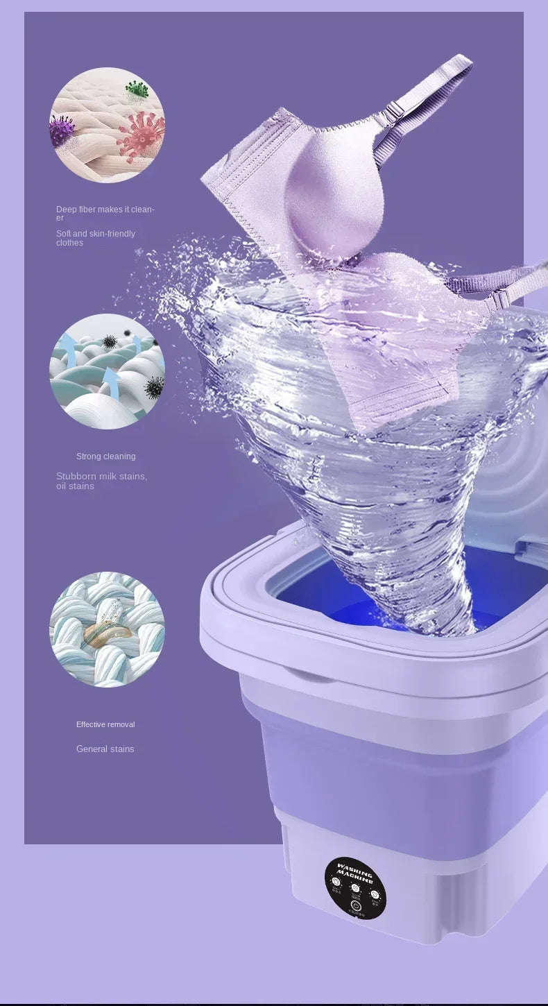 Portable 8L Mini Foldable Washing Machine – Lightweight Spin Dryer for Socks & Underwear