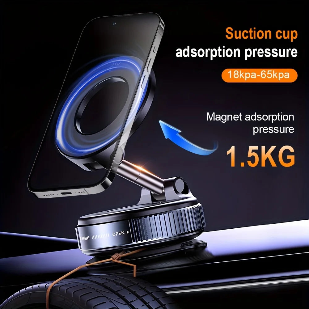 K007 Foldable 360° Magnetic Car Phone Holder – Strong Vacuum Mount for All Surfaces