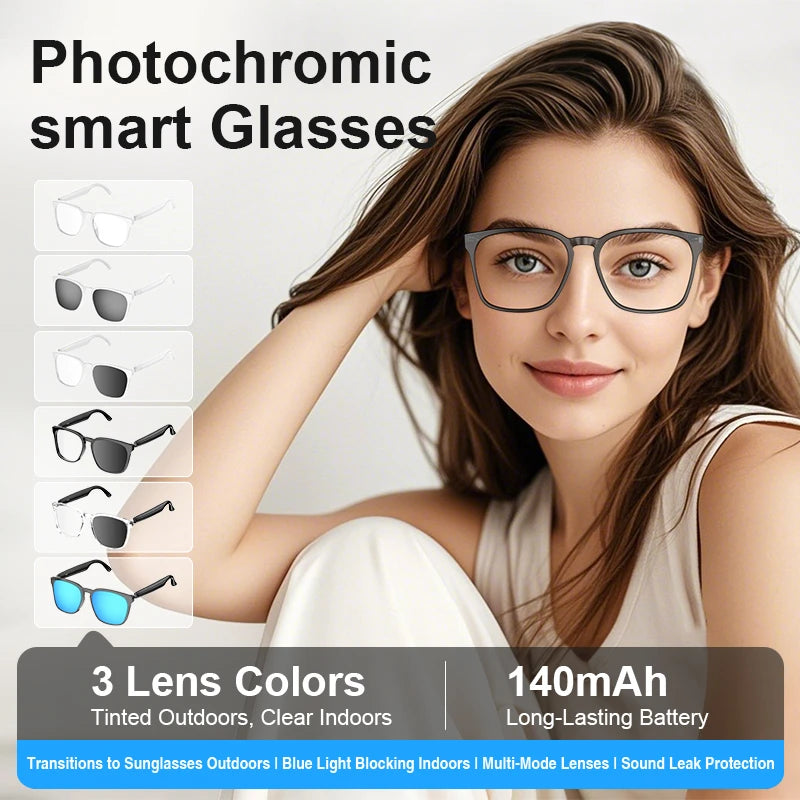 AI Translation Smart Glasses – Bluetooth Audio & Anti-Blue Driving Sunglasses