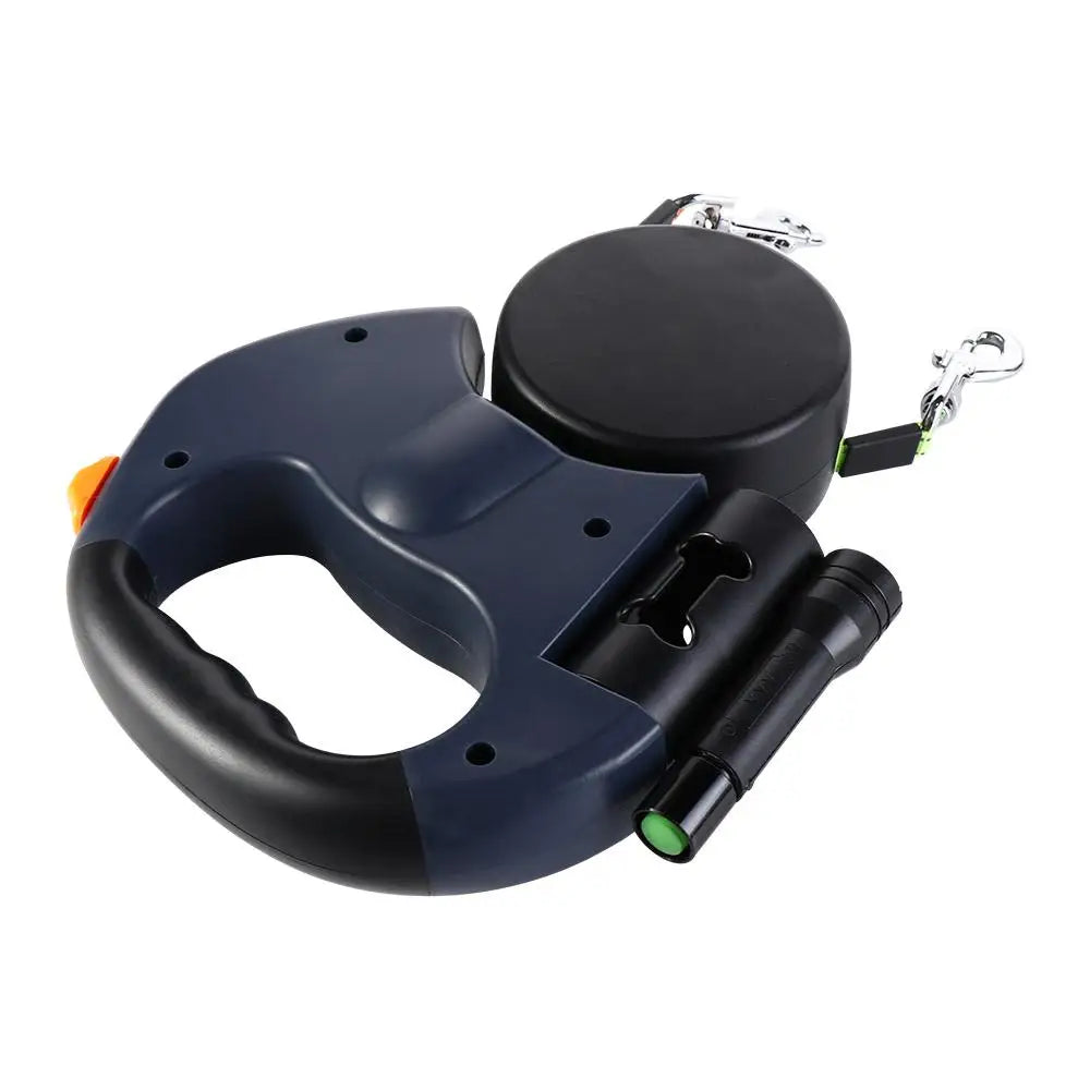 With Lights Double Dog Walking Leash Adjustable Reflective Dual Retractable Rotation Rope Nylon 360 Swivel
