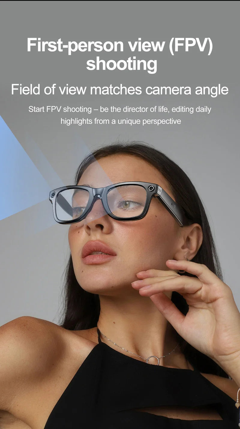 AI Smart Glasses with Camera – Bluetooth Music & Call, IP65 Waterproof