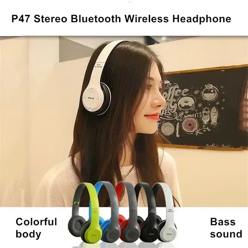 P47 Wireless Bluetooth Headphones – Noise Cancelling Stereo with Mic