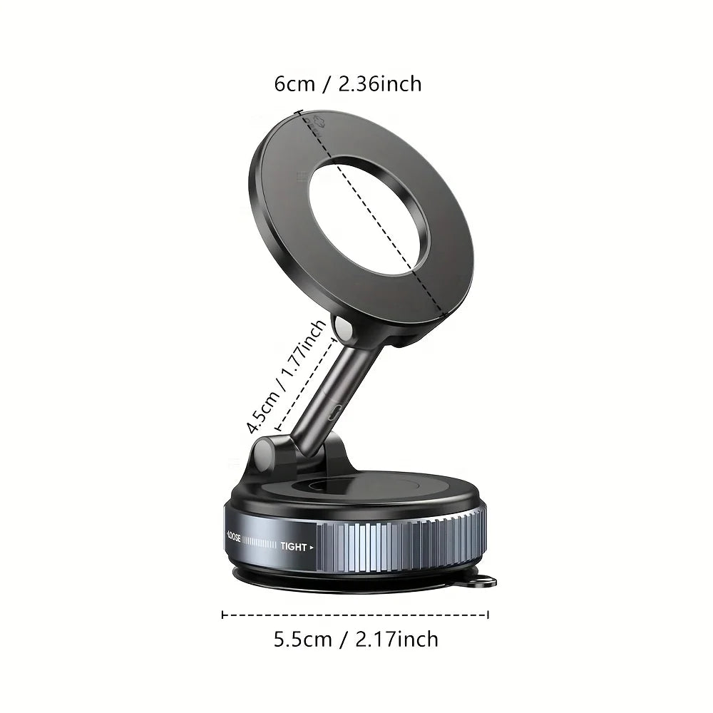 K007 Foldable 360° Magnetic Car Phone Holder – Strong Vacuum Mount for All Surfaces