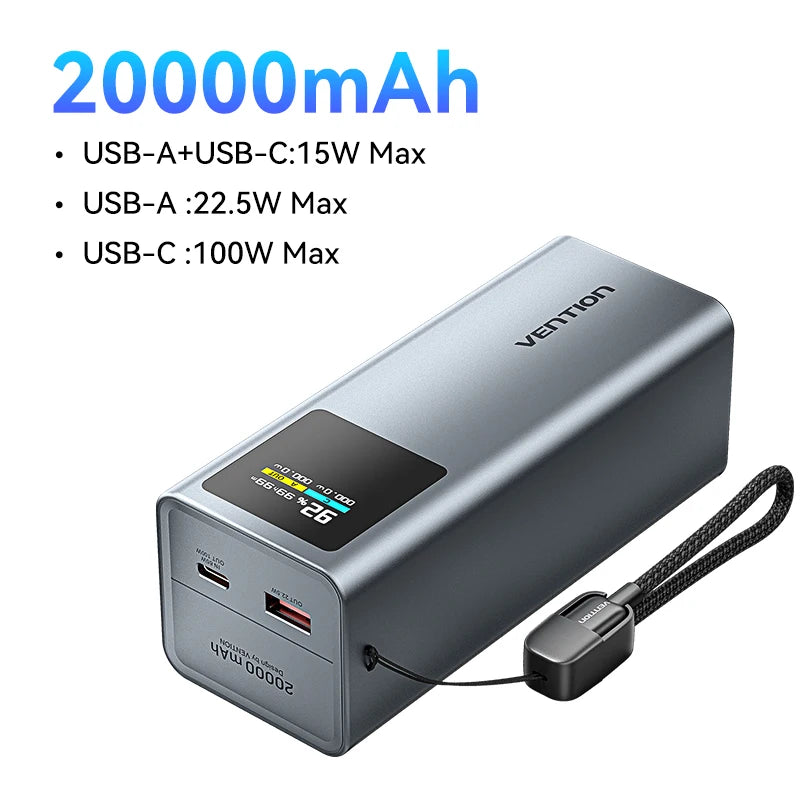 Vention 140W 27000mAh Power Bank – PD 100W for MacBook & Laptops