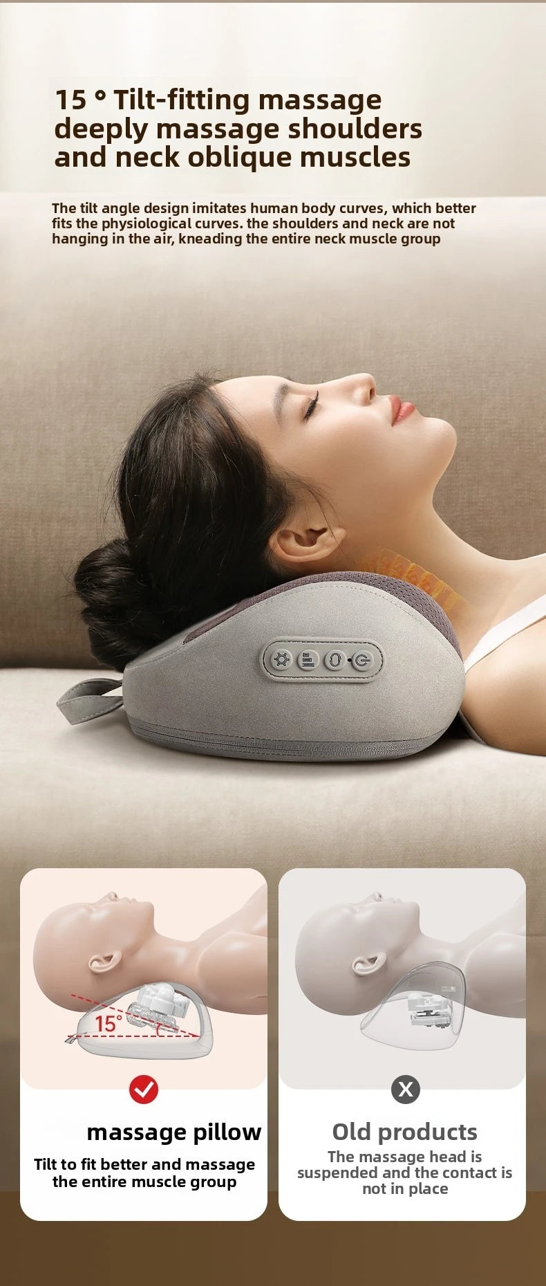Cervical Massage Bed Pillow Electric Shiatsu Neck Shoulder Relaxation 3D Deep Tissue Kneading Waist Legs Ideal For Home Office