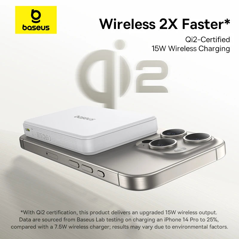 Baseus Qi2 10000mAh Magnetic Power Bank – 15W Wireless & 22.5W Wired Charging
