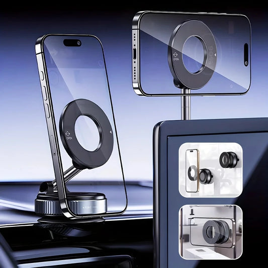 K007 Foldable 360° Magnetic Car Phone Holder – Strong Vacuum Mount for All Surfaces