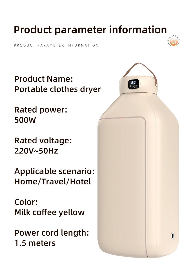 Portable Foldable Electric Mini Dryer – Fast, Low-Noise Clothing Care