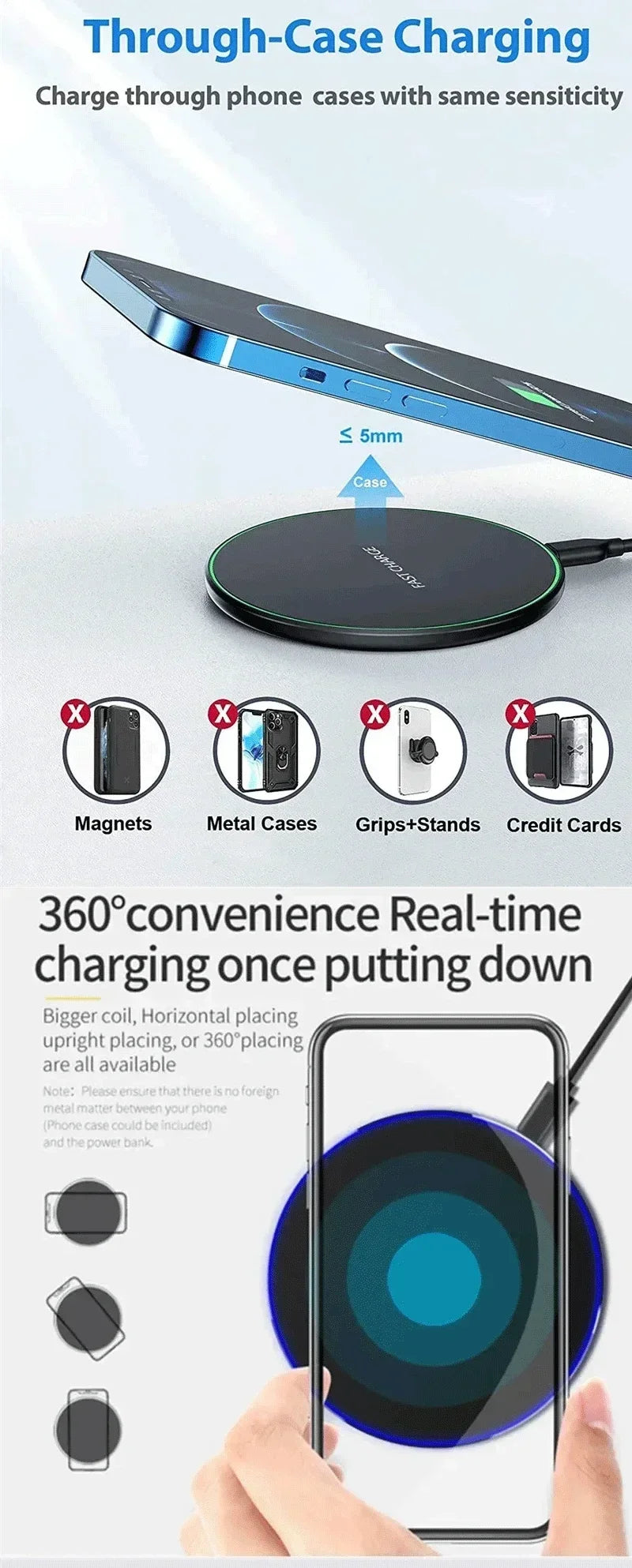 Fast Wireless Charging Pad – Stand for iPhone & Samsung