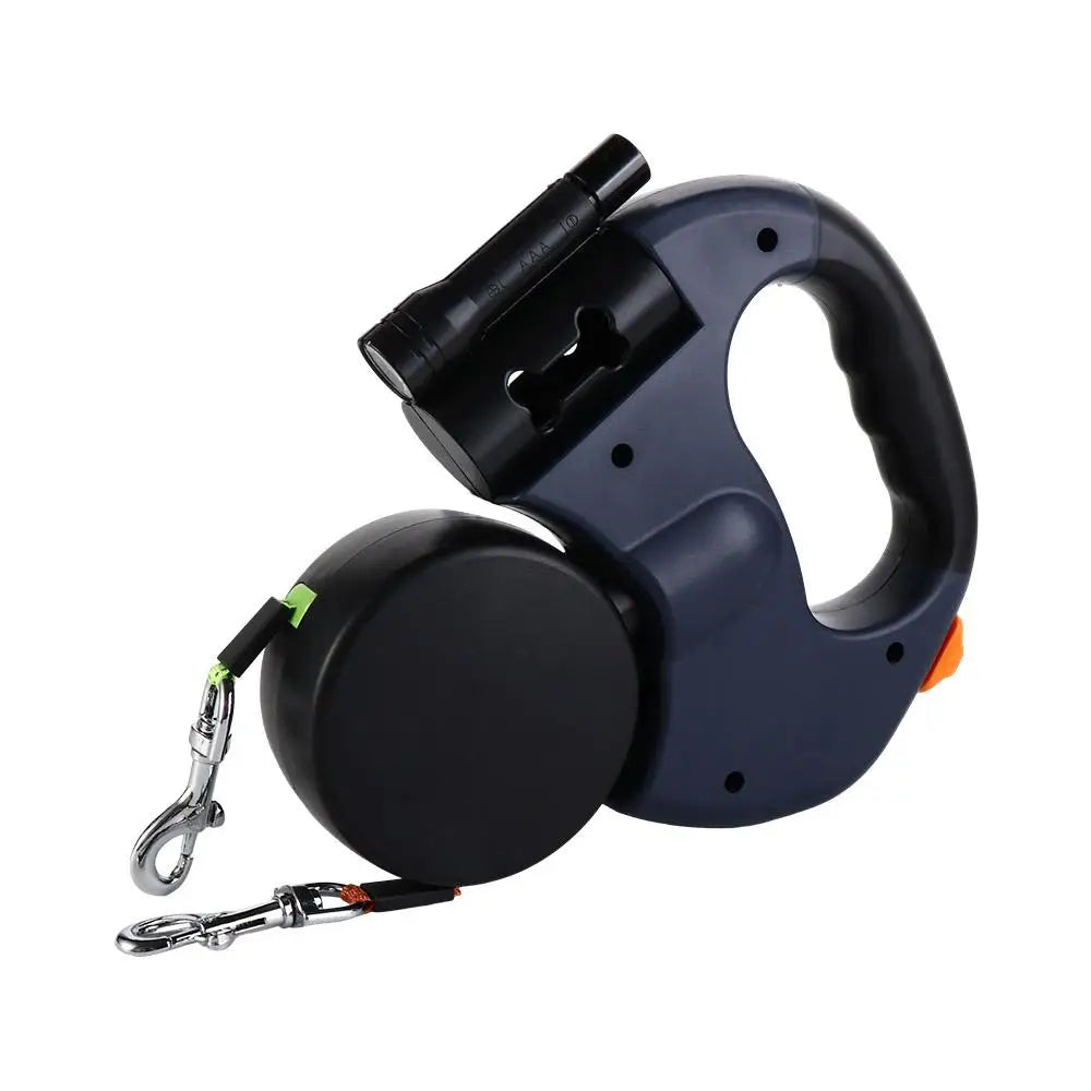 With Lights Double Dog Walking Leash Adjustable Reflective Dual Retractable Rotation Rope Nylon 360 Swivel