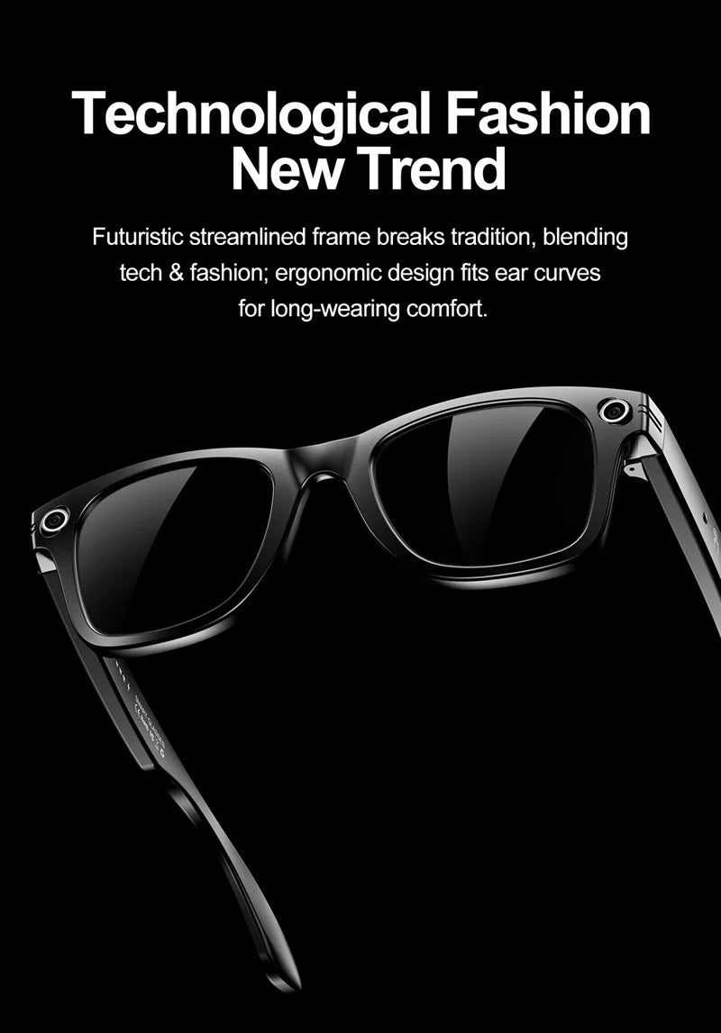 AI Smart Glasses with Camera – Bluetooth Music & Call, IP65 Waterproof