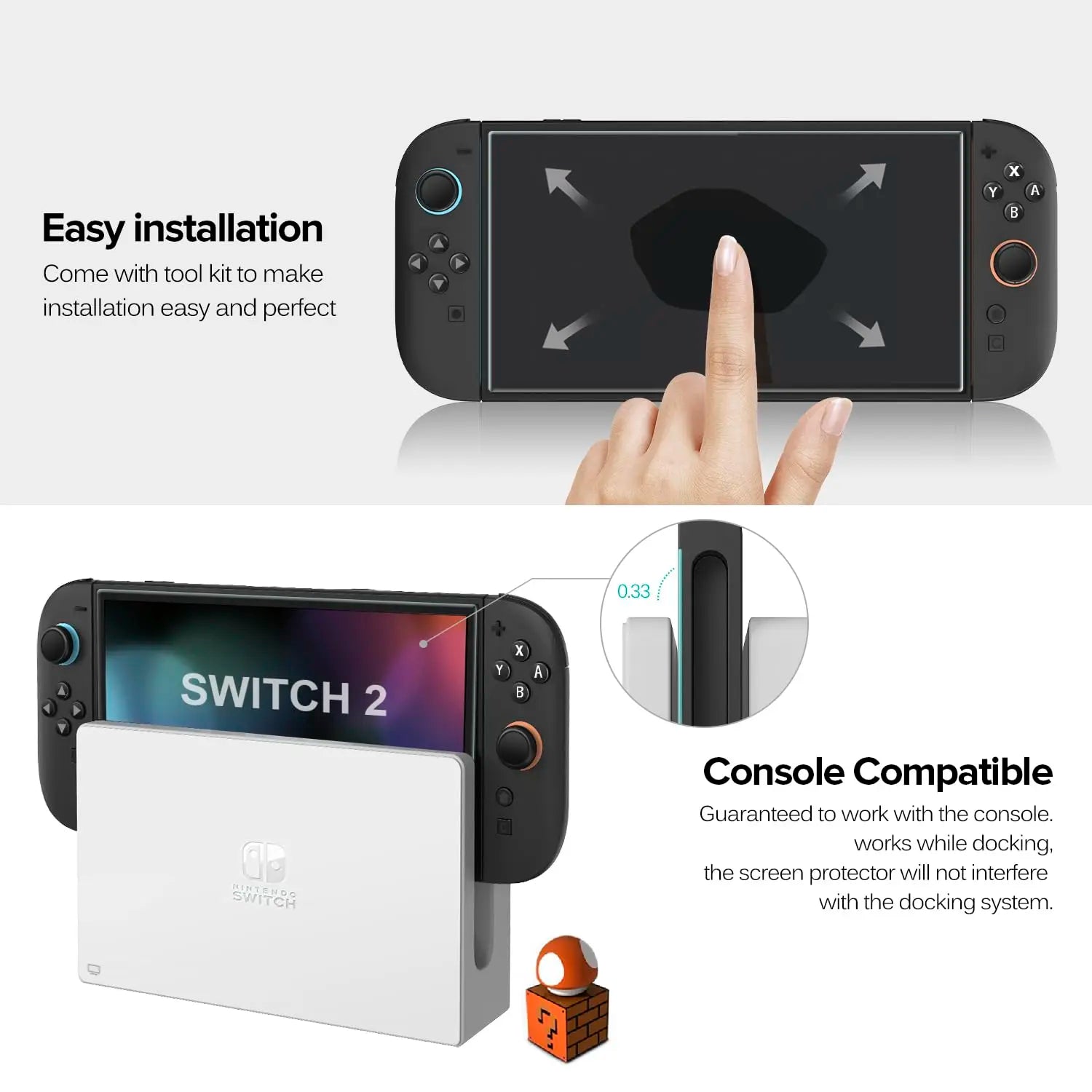 Tempered Glass Screen Protector for Nintendo Switch 2 (2025) – HD Clear & Anti-Scratch
