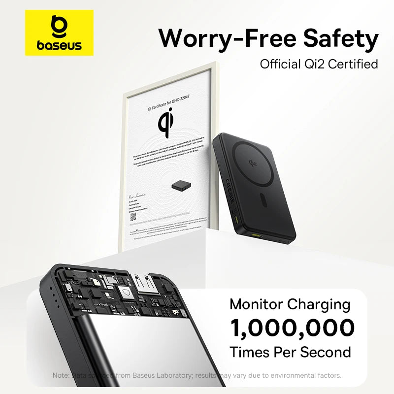 Baseus Qi2 10000mAh Magnetic Power Bank – 15W Wireless & 22.5W Wired Charging