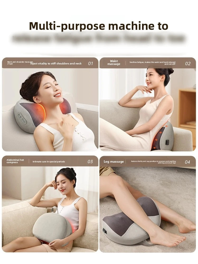 Cervical Massage Bed Pillow Electric Shiatsu Neck Shoulder Relaxation 3D Deep Tissue Kneading Waist Legs Ideal For Home Office