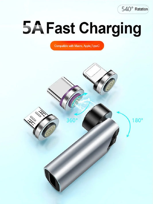 540° Rotating Magnetic PD 5A Fast Charging Type-C Cable