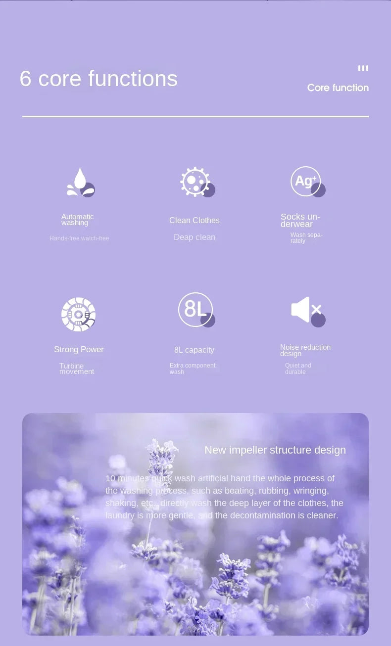 Portable 8L Mini Foldable Washing Machine – Lightweight Spin Dryer for Socks & Underwear