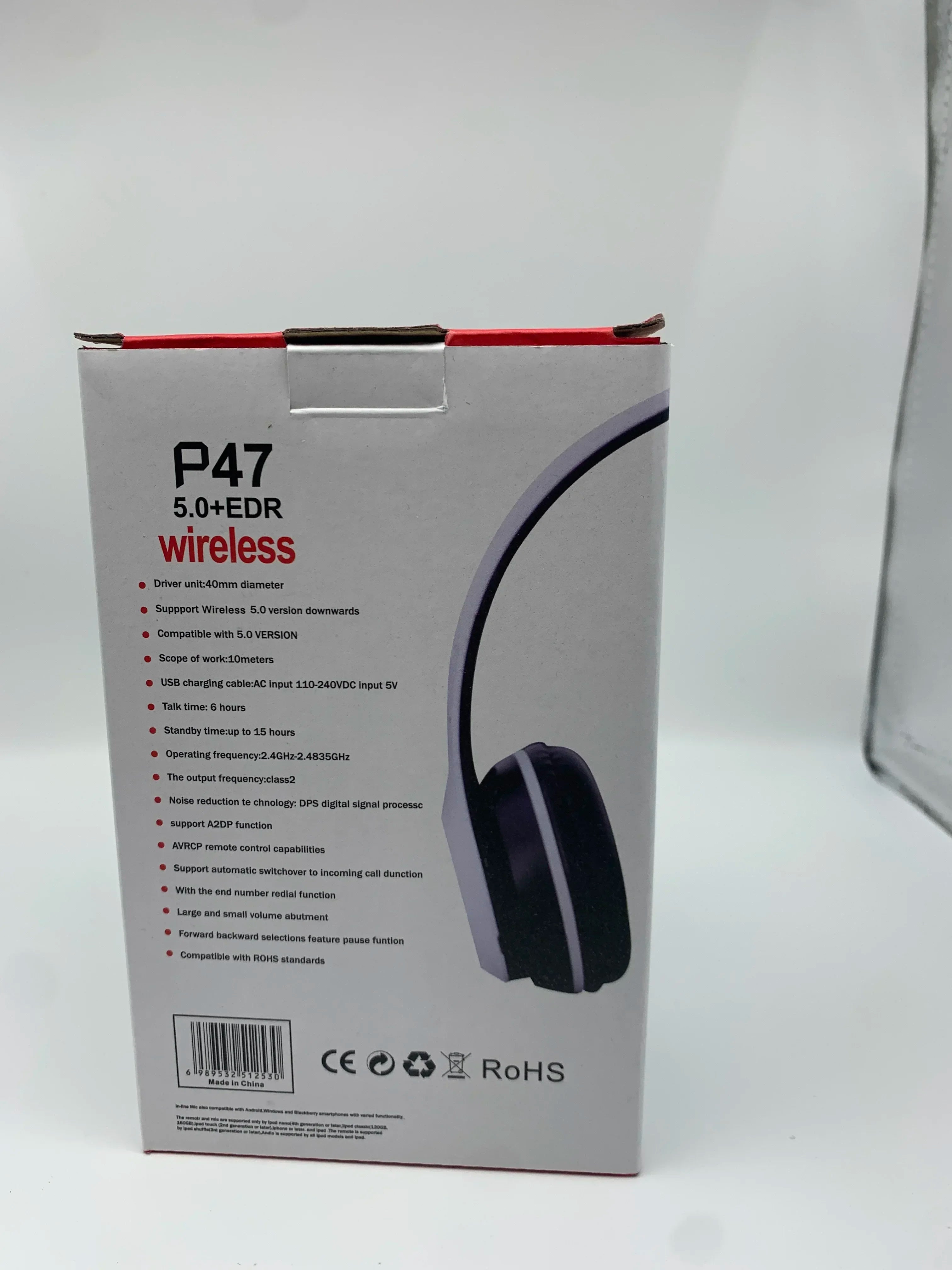 P47 Wireless Bluetooth Headphones – Noise Cancelling Stereo with Mic