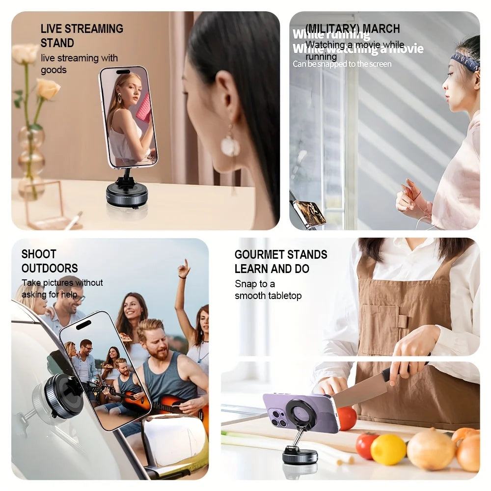 K007 Foldable 360° Magnetic Car Phone Holder – Strong Vacuum Mount for All Surfaces