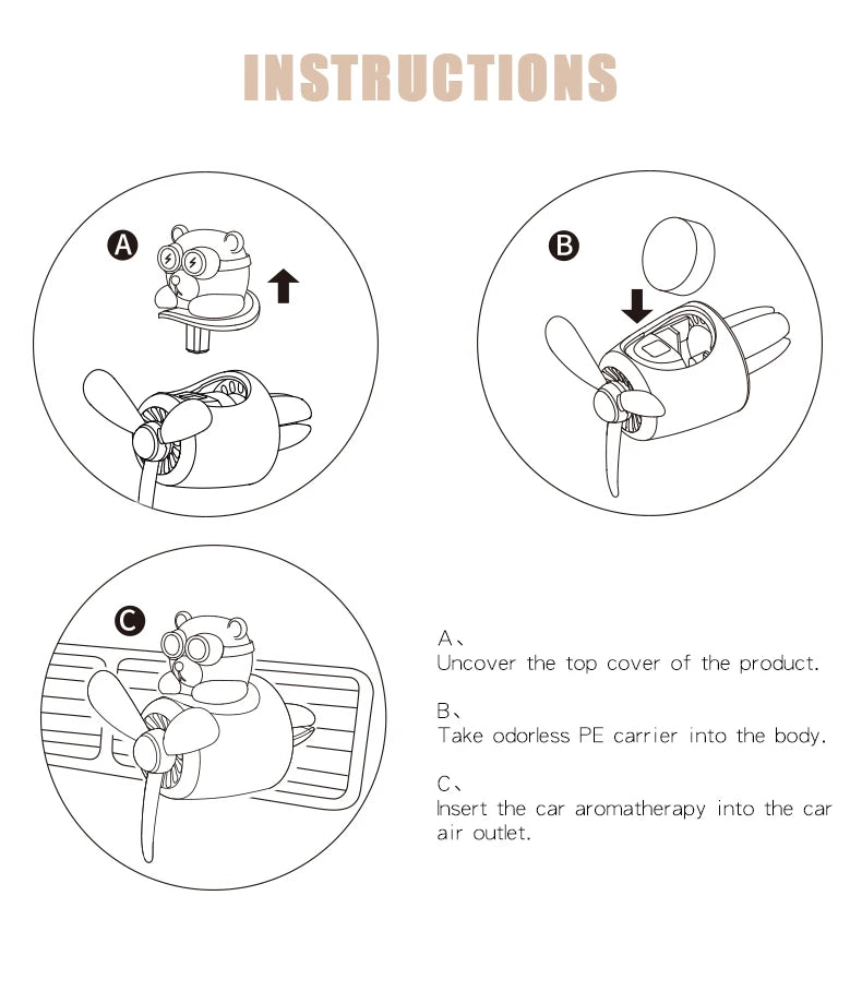 Odorless DIY Bear Car Air Freshener – Pilot Ornament Vent Clip