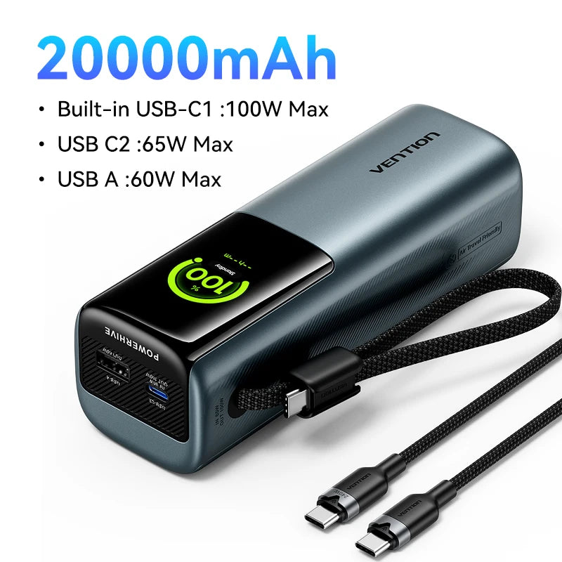 Vention 140W 27000mAh Power Bank – PD 100W for MacBook & Laptops