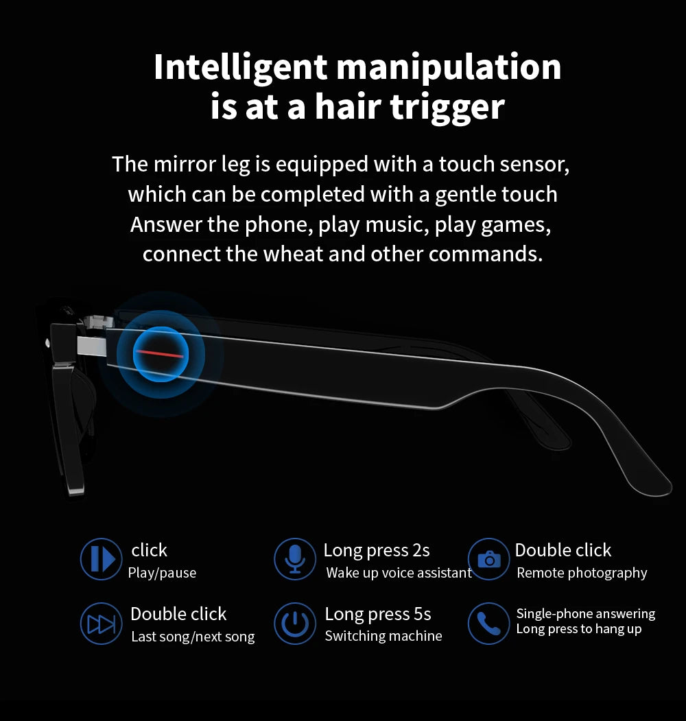 AI Smart Translation Glasses – Polarized Bluetooth Driving Sunglasses