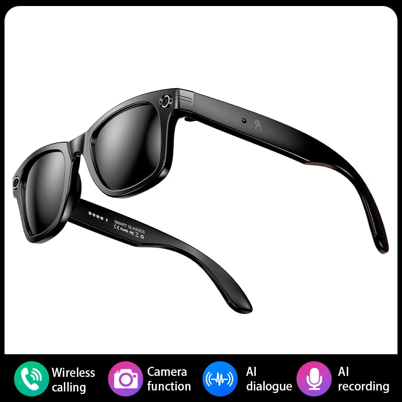 AI Smart Glasses with Camera – Bluetooth Music & Call, IP65 Waterproof