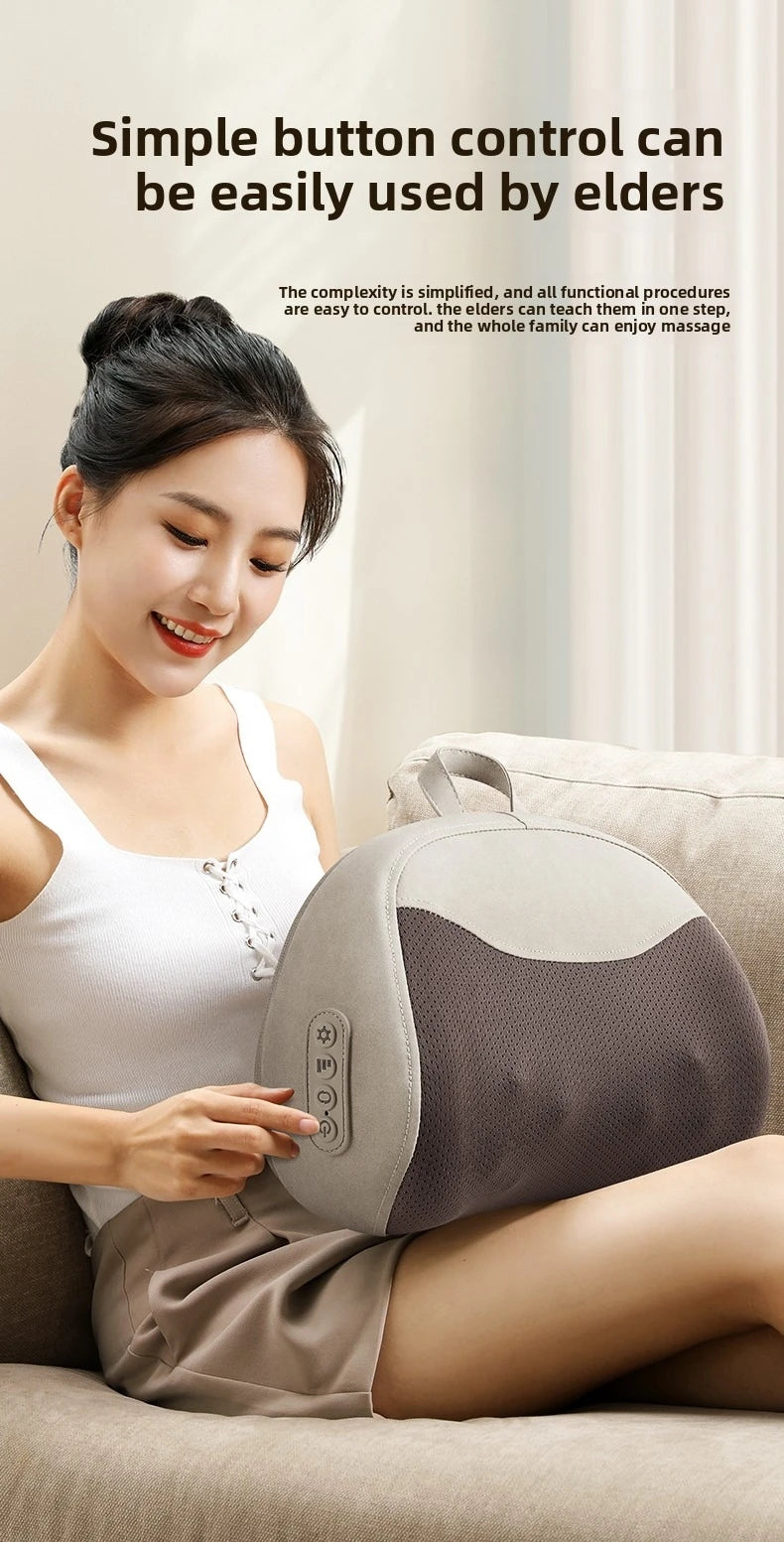 Cervical Massage Bed Pillow Electric Shiatsu Neck Shoulder Relaxation 3D Deep Tissue Kneading Waist Legs Ideal For Home Office