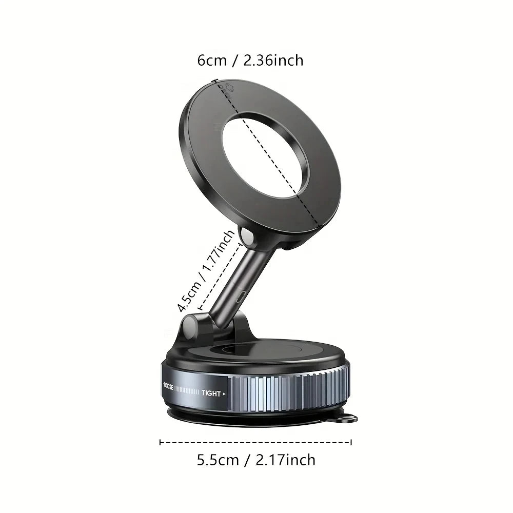 K007 Foldable 360° Magnetic Car Phone Holder – Strong Vacuum Mount for All Surfaces