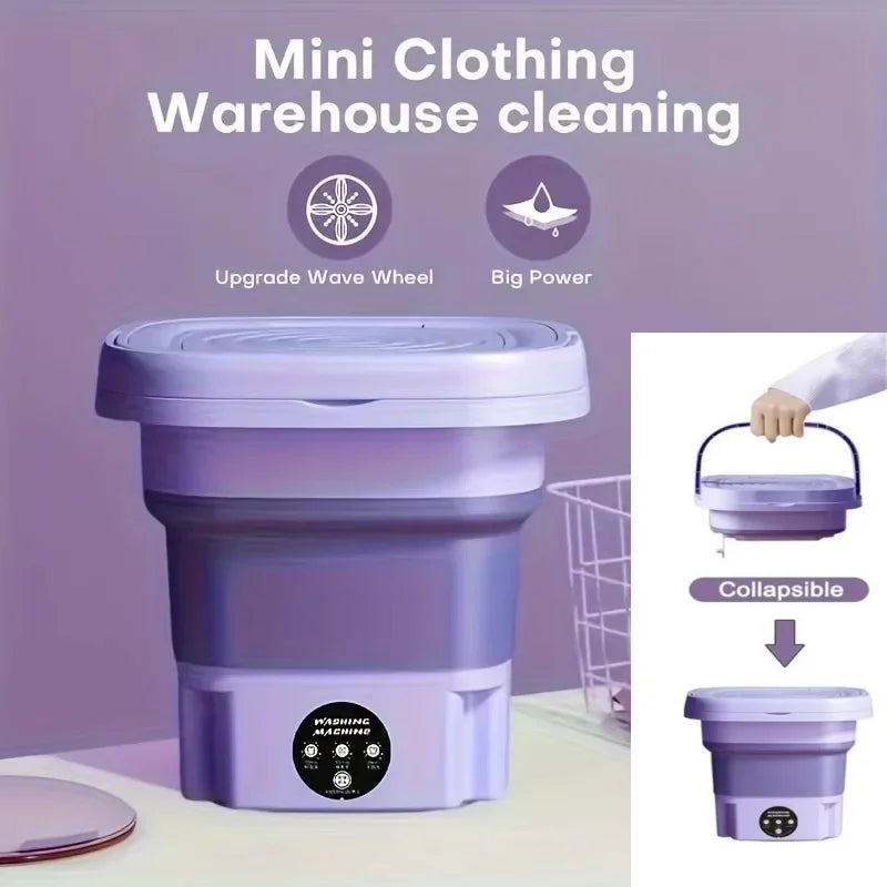 Portable 8L Mini Foldable Washing Machine – Lightweight Spin Dryer for Socks & Underwear