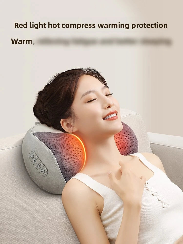 Cervical Massage Bed Pillow Electric Shiatsu Neck Shoulder Relaxation 3D Deep Tissue Kneading Waist Legs Ideal For Home Office